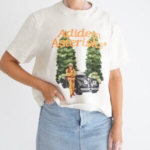 Adidem Asterisks Cream Graphic T Shirt Illustrated Car Print Casual Streetwear M